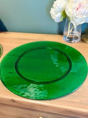 Murano Green Glass Charger Plates Set 4 Rio Dei Vetrai Italy